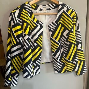 Dress Barn Yellow and Black Geometric Blazer